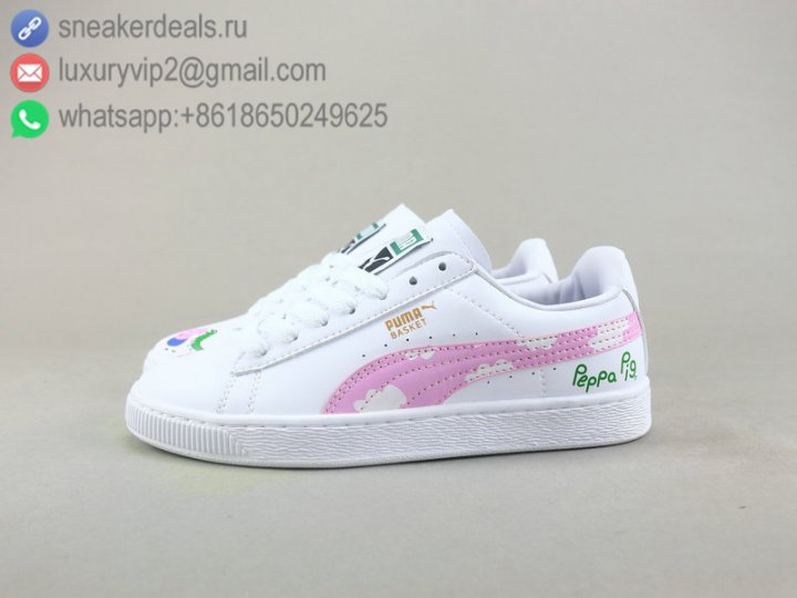 Puma Basket x Peppa Pig Women Shoes Low White Pink Size 36-39
